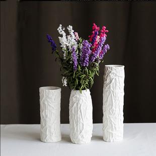 批发欧式白色陶瓷花瓶三件套现代办公家居饰品摆件工艺品干花花器